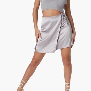 13. Missguided Satin Silver Mini Wrap Skirt Size 6